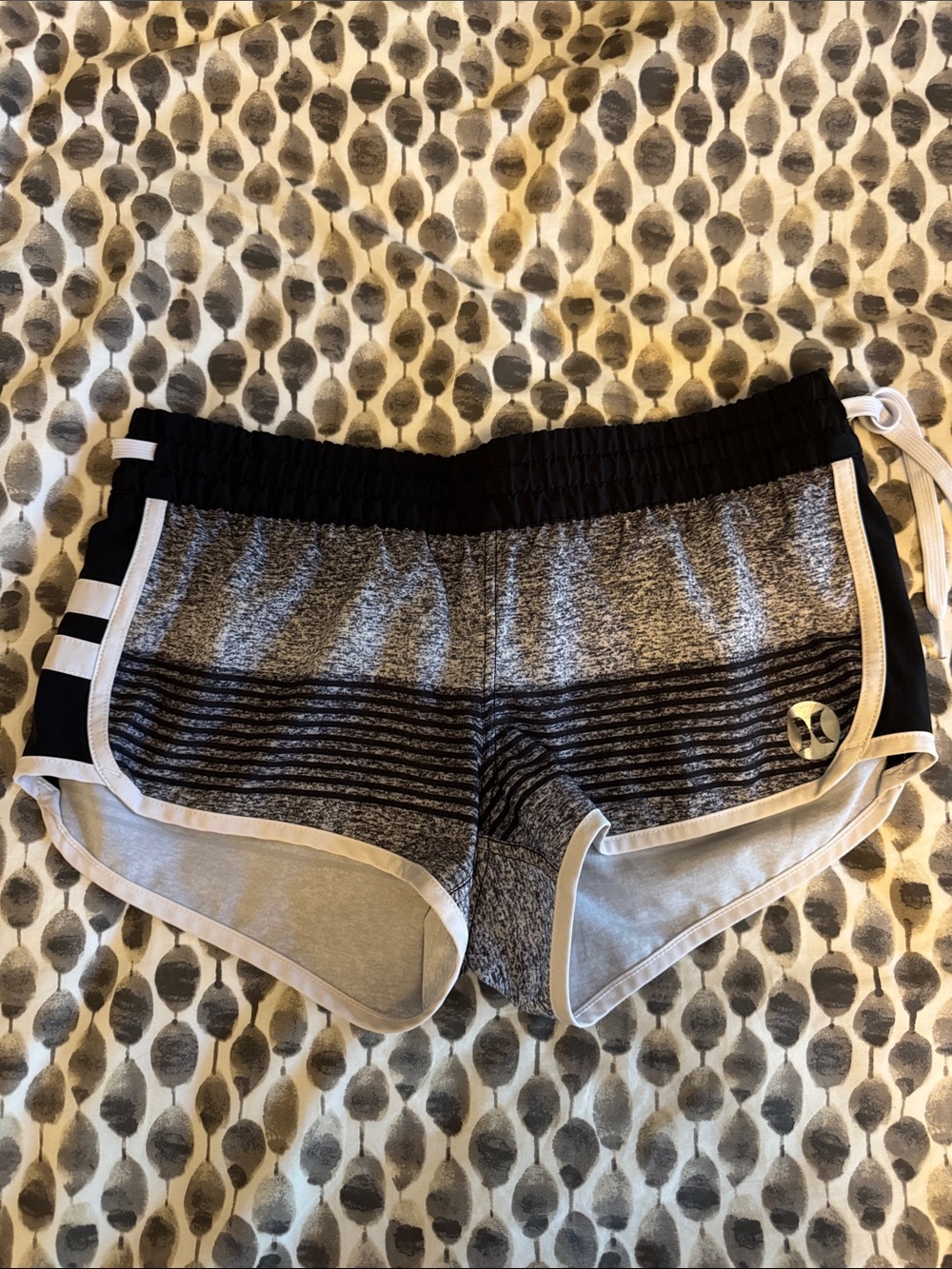 Hurley Gray Marled Athletic Shorts with Black Waistband